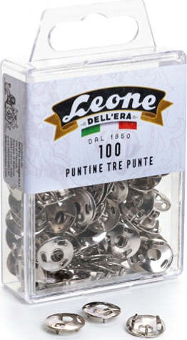 Puntine - 3 punte temperate e nichelate - Leone - conf. 100 pezzi Cancelleria e prodotti per ufficio/Archivio ufficio e accessori per scrivania/Nastri colle elastici e graffette/Puntine e ganci Eurocartuccia - Pavullo, Commerciovirtuoso.it