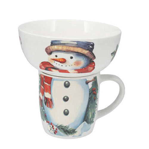 Ciotola + Tazza di Natale in porcellana per decorazioni natalizie set colazione
