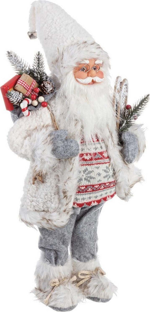 Pupazzo Babbo Natale con Pelliccia Decorazione Natalizia Bianca e Argento h 46 cm Casa e cucina/Decorazioni per interni/Addobbi e decorazioni per ricorrenze/Decorazioni natalizie/Schiaccianoci MagiediNatale.it - Altamura, Commerciovirtuoso.it