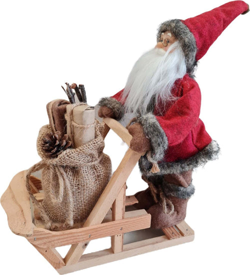Pupazzo Babbo Natale con slitta in legno ed abiti in tessuto h 40 cm Casa e cucina/Decorazioni per interni/Addobbi e decorazioni per ricorrenze/Decorazioni natalizie/Schiaccianoci MagiediNatale.it - Altamura, Commerciovirtuoso.it