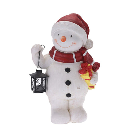 Statua Natalizia Babbo Natale in poliresina decorazione con lanterna h 32 cm