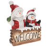 Statua Natalizia Welcome con Pinguino in poliresina decorazione con led h 50 cm