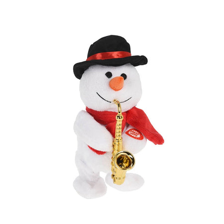 Peluche natalizio con trombetta, animazioni e suoni, decorazione per interno, con batteria, da 21 cm
