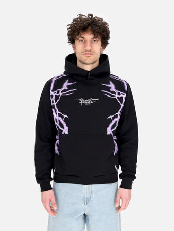 PHOBIA Felpa Leggera Cappuccio Uomo Lateral Lightning Print Hoodie Black/purple da uomo