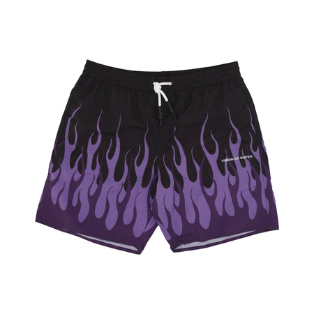 VISION OF SUPER Costume Pantaloncino Uomo Double Flames Swimwear Black/purple da uomo