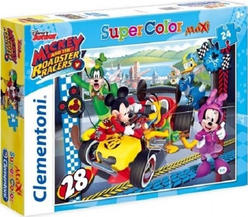 Puzzle-24pz-Maxi-Clementoni-Supercolor-Topolino-Mickey-Mouse-Roadster-Racers