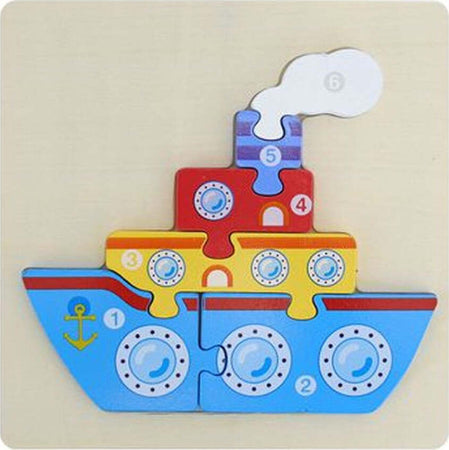 Puzzle-3d-Blocchi-Legno-Forma-Di-Nave-Educativo-Colorato-Gioco-Bambini-Barca