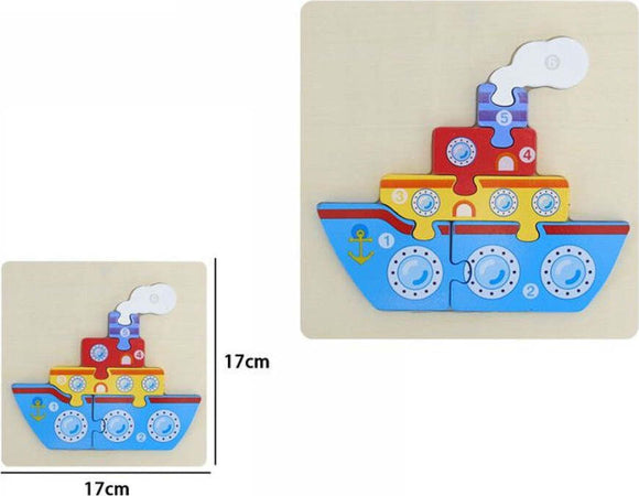 Puzzle-3d-Blocchi-Legno-Forma-Di-Nave-Educativo-Colorato-Gioco-Bambini-Barca