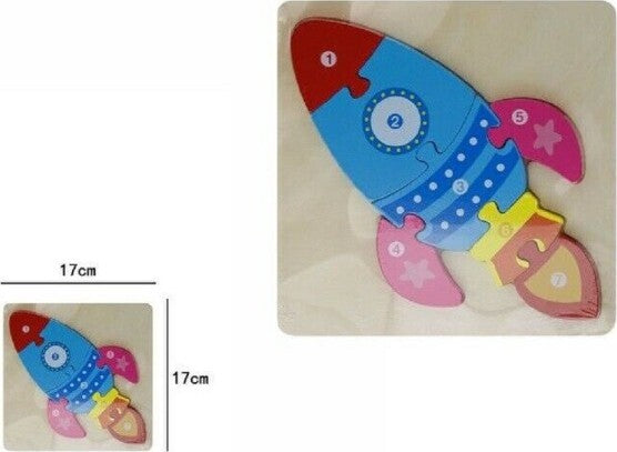 Puzzle-3d-In-Legno-Forma-Di-Razzo-Colorato-Gioco-Bimbi-Bambini-Imparare-07325