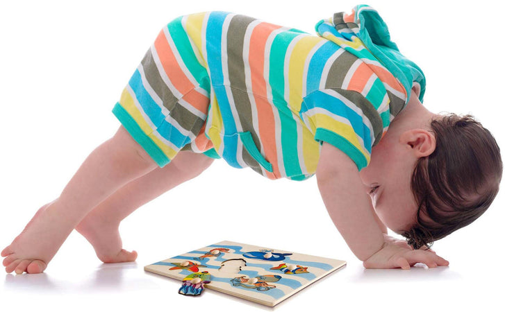 Puzzle A Incastri - Animali Marini in Legno Gioco per Bambini Dida