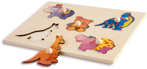Puzzle A Incastri - Animali Terrestri in Legno Gioco per Bambini Dida