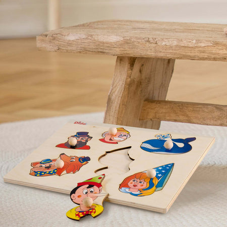 Puzzle A Incastri - Pinocchio in Legno Gioco per Bambini Dida
