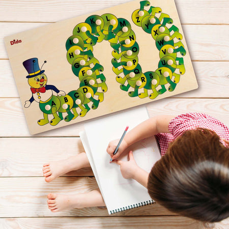 Puzzle Alfabeto - Bruco in Legno per Bambini Dida