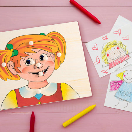 Puzzle Bimba - Schema Viso in Legno per Bambini Dida