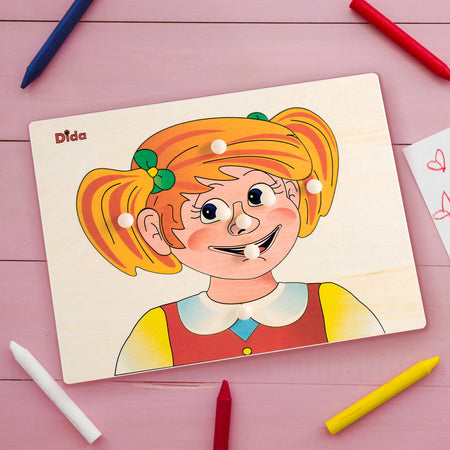 Puzzle Bimba - Schema Viso in Legno per Bambini Dida
