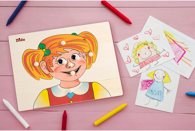 Puzzle Bimba - Schema Viso in Legno per Bambini Dida