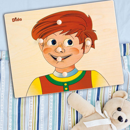 Puzzle Bimbo - Schema Viso in Legno per Bambini Dida