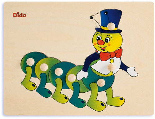 Puzzle Bruco in Legno Gioco per Bambini Dida