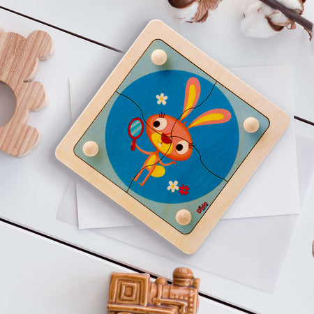 Puzzle Coniglio in Legno Gioco per Bambini Dida