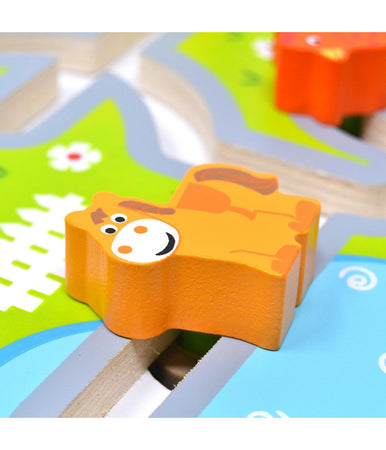 Puzzle Gioco Labirinto In Legno Animali Della Fattoria Giocattolo Per Bambini