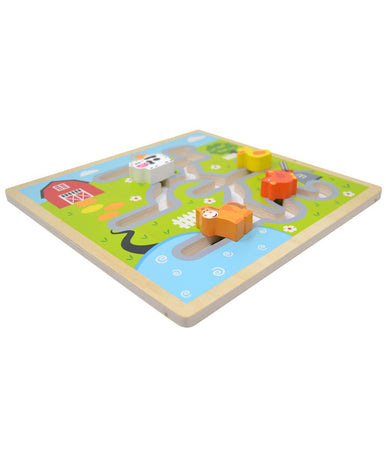 Puzzle Gioco Labirinto In Legno Animali Della Fattoria Giocattolo Per Bambini