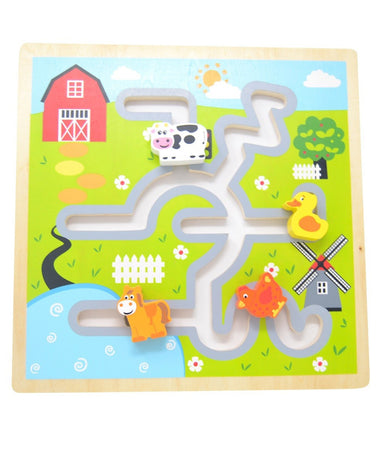 Puzzle Gioco Labirinto In Legno Animali Della Fattoria Giocattolo Per Bambini