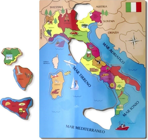 Puzzle Italia In Legno Cartina Geografica Italiana Con Info E Monumenti 40x30cm Giochi e giocattoli/Puzzle/Puzzle di legno Trade Shop italia - Napoli, Commerciovirtuoso.it