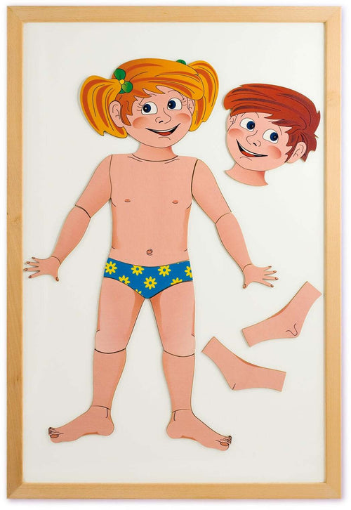 Puzzle Magnetico - Schema Corporeo Bimbo E Bimba in Legno Gioco Dida