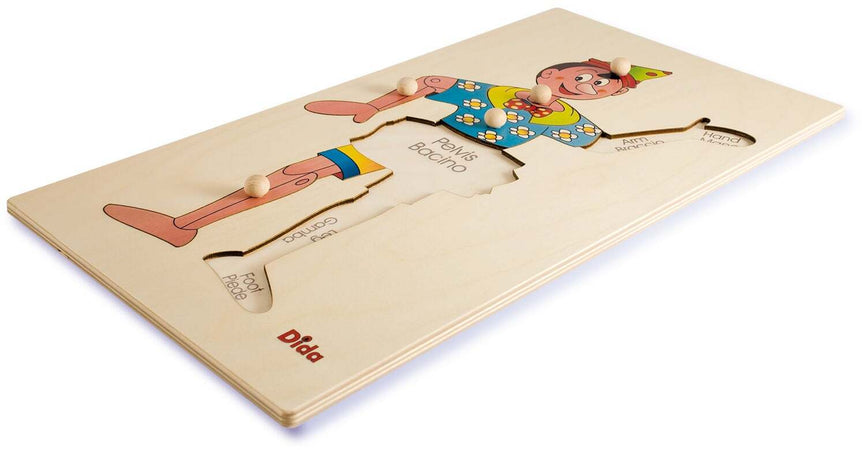 Puzzle Pinocchio - Schema Corporeo in Legno per Bambini Dida
