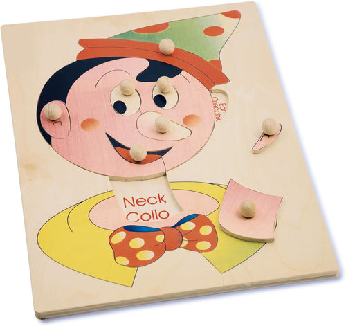 Puzzle Pinocchio - Schema Viso in Legno per Bambini Dida
