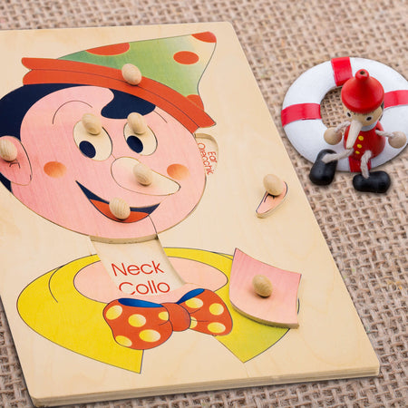 Puzzle Pinocchio - Schema Viso in Legno per Bambini Dida