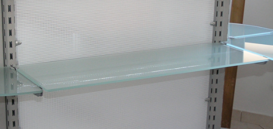 Pianetto in vetro Visarm acidato per pannello dogato cm. 60x30 completo di reggimensole