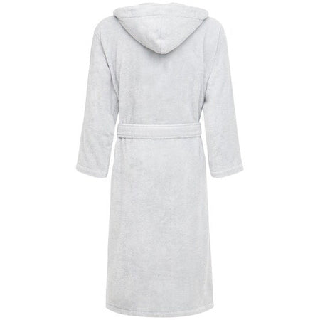 Accappatoio Roberto Cavalli Gold New con cappuccio, in spugna 100% cotone, colore grigio, taglia L/XL, morbido ed elegante, Made in Italy.