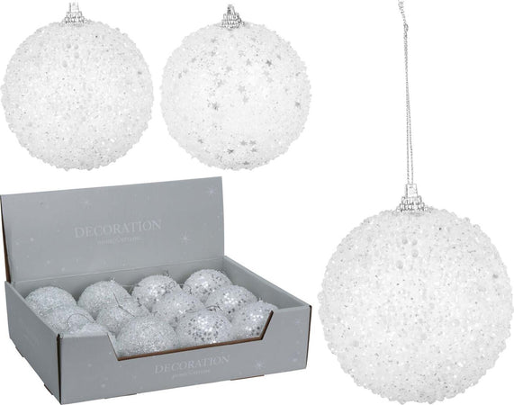 Pz 12 palline per albero di natale Bianco Ø 8 cm pendaglio decorato Casa e cucina/Decorazioni per interni/Addobbi e decorazioni per ricorrenze/Decorazioni natalizie/Addobbi e decorazioni/Palle e palline MagiediNatale.it - Altamura, Commerciovirtuoso.it