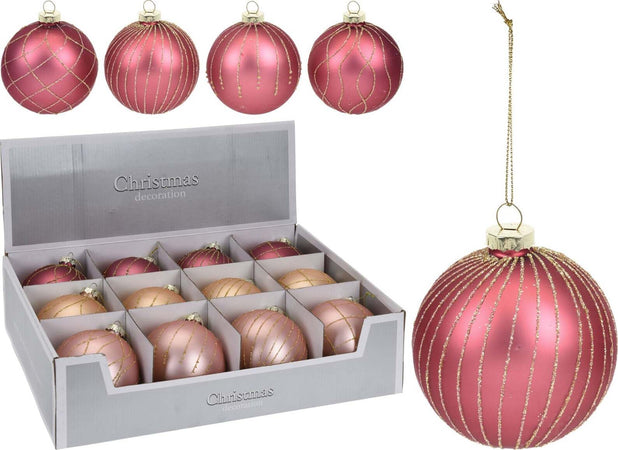 Pz 12 palline per albero di natale in vetro con glitter da Ø 10 cm pendaglio decorato Casa e cucina/Decorazioni per interni/Addobbi e decorazioni per ricorrenze/Decorazioni natalizie/Addobbi e decorazioni/Palle e palline MagiediNatale.it - Altamura, Commerciovirtuoso.it