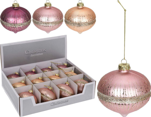 Pz 12 palline per albero di natale in vetro con glitter da Ø 8 cm pendaglio decorato Casa e cucina/Decorazioni per interni/Addobbi e decorazioni per ricorrenze/Decorazioni natalizie/Addobbi e decorazioni/Palle e palline MagiediNatale.it - Altamura, Commerciovirtuoso.it