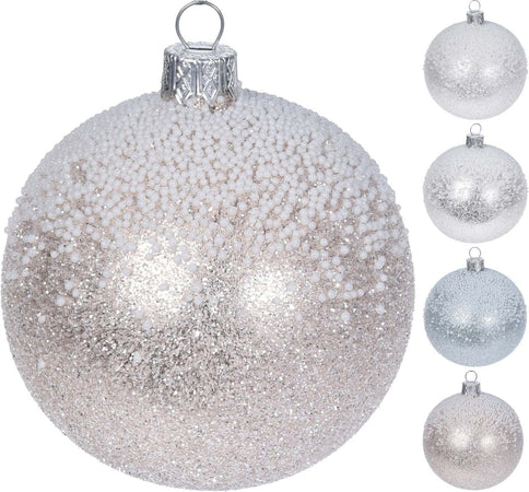 Pz 12 palline per albero di natale in vetro Floccato da Ø 8 cm pendaglio decorato Casa e cucina/Decorazioni per interni/Addobbi e decorazioni per ricorrenze/Decorazioni natalizie/Addobbi e decorazioni/Palle e palline MagiediNatale.it - Altamura, Commerciovirtuoso.it