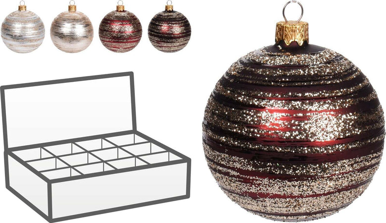 Pz 6 palline per albero di natale in vetro con Glitter da Ø 10 cm pendaglio decorato Casa e cucina/Decorazioni per interni/Addobbi e decorazioni per ricorrenze/Decorazioni natalizie/Addobbi e decorazioni/Palle e palline MagiediNatale.it - Altamura, Commerciovirtuoso.it