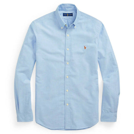 Camicia Uomo Polo Ralph Lauren Camicia Casual Slim Fit Aderente In Oxford In Cotone Collo Button Down Logo Pony Ralph Lauren Ricamato