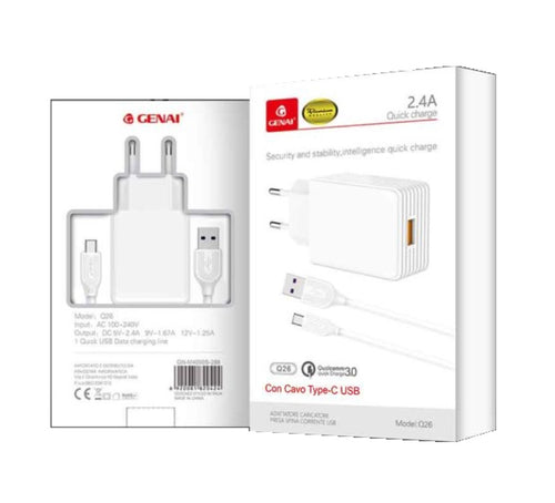 Caricabatteria da muro Quick Charge 3.0 + Cavo USB > Type-C