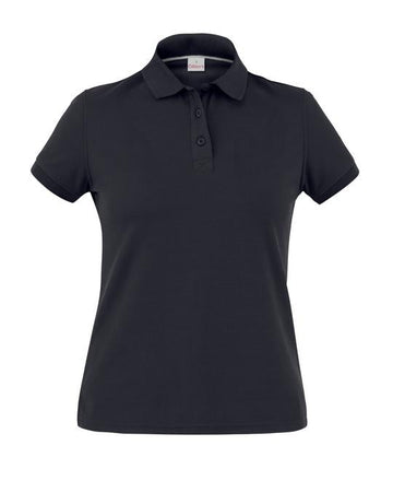 Polo Susan Nero Polo Donna Elasticizzata Tessuto Tecnico Piquet Traspirante