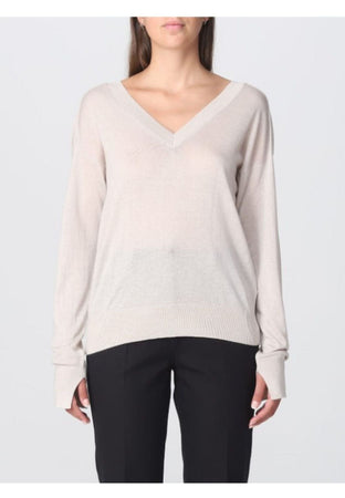 calvin klein MAGLIA LYOCELL WOOL V-NECK SWEATER da donna