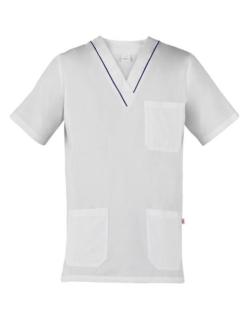 Casacca Gary Bianco Profilo Blu Casacca Unisex Medicale Infermiere Asa Oss
