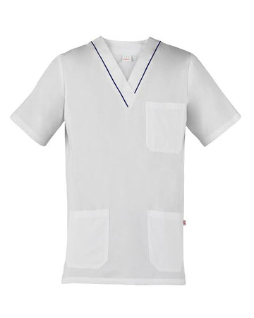 Casacca Gary Bianco Profilo Blu Casacca Unisex Medicale Infermiere Asa Oss