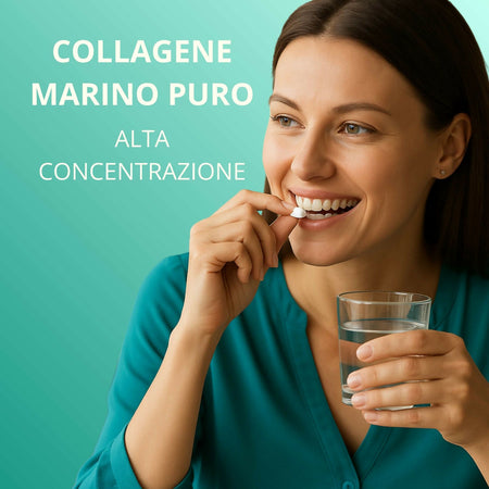 Collagene Marino Idrolizzato con Acido Ialuronico e Vitamina C – Supporto per Pelle Luminosa, Articolazioni e Ossa | Alta Biodisponibilità | CL-38 AlohaLabs 60 Compresse 500MG