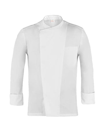 Giacca Patrizio Bianca con Profilo Grigio Giacca Cuoco Manica Lunga