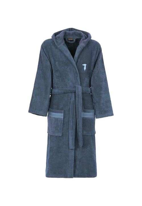 Trussardi Home Accappatoio con Cappuccio in Puro Cotone Ribbon S100