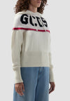 GCDS FELPA LOGO KNIT CROPPED HOODIE da donna
