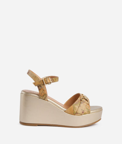 Alviero Martini 1° Classe Donna Sandali in eco nappa con zeppa laminata