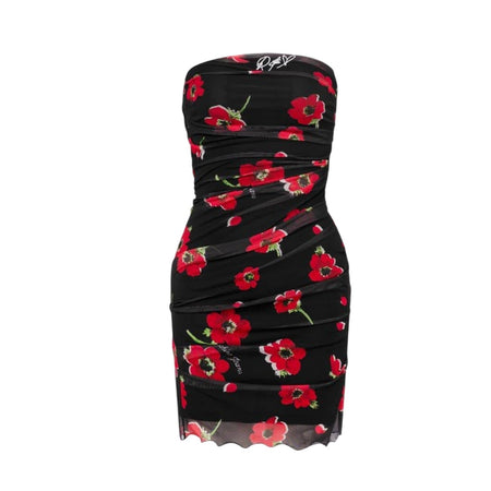 MOSCHINO JEANS vestiti casual donna moschino jeans - abito tulle stampa fiori - nero da donna